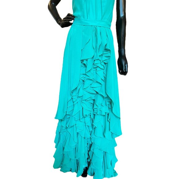 Vintage Kelly Green Chiffon Party Dress - Picture 3 of 5